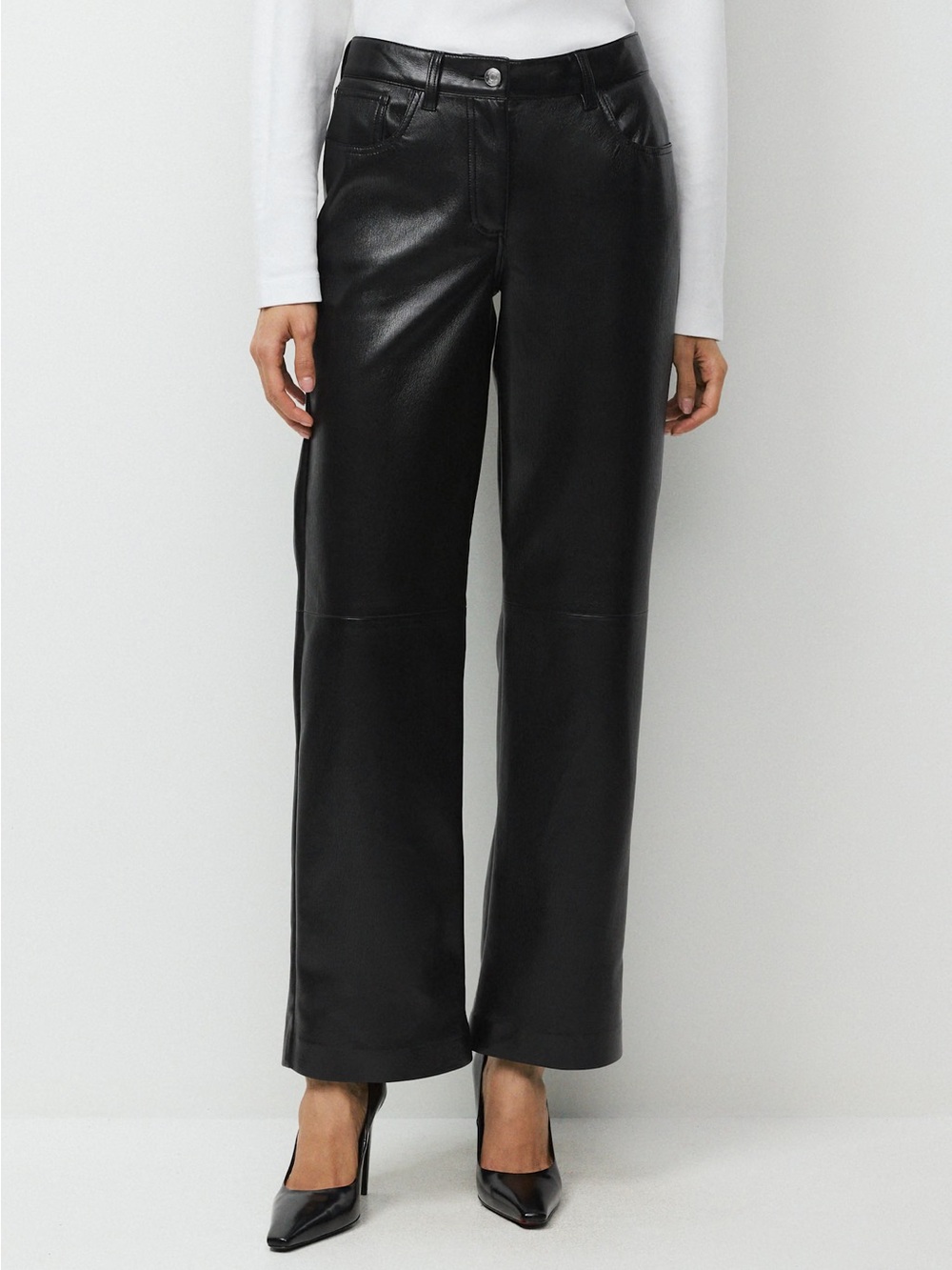 Aritzia Wilfred Black Wide-Leg Faux Vegan Leather Pants